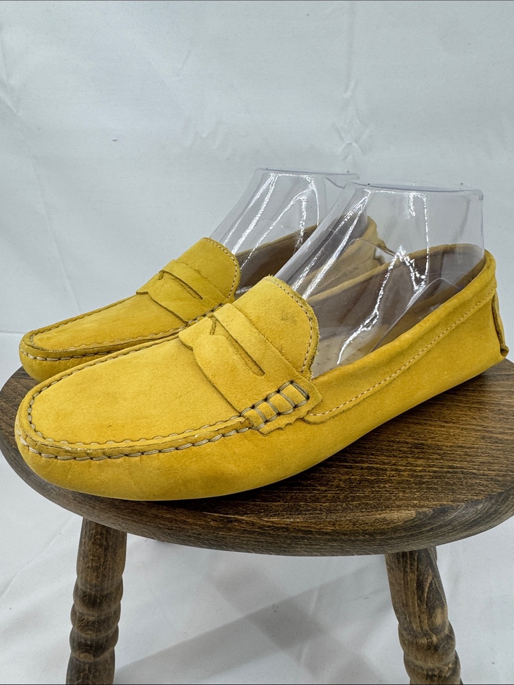 Massimo Matteo Firenze Womens Yellow Leather Driving Mocs Penny Loafers, 7